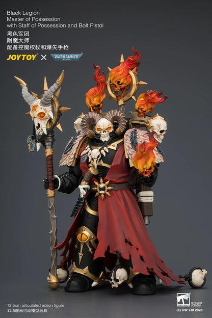 JOYTOY Warhammer 40k 1/18 Action Figures Black Legion Master of Possession with Staff of Possession and Bolt Pistol