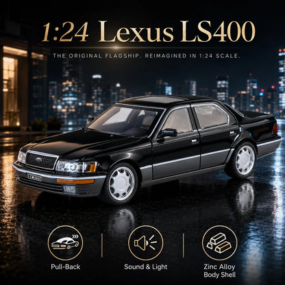 1/24 Lexus LS400 Classical Toy Car Model Diecast Alloy Metal Miniature Vehicle Model Sound & Light Collection Gift For Boyfriend