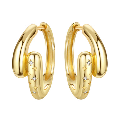 Original 925 Sterling Silver Planet Starlight Earrings Fashion 18K Gold Hoop Earring for Women Piercing Jewelry Aretes Gifts