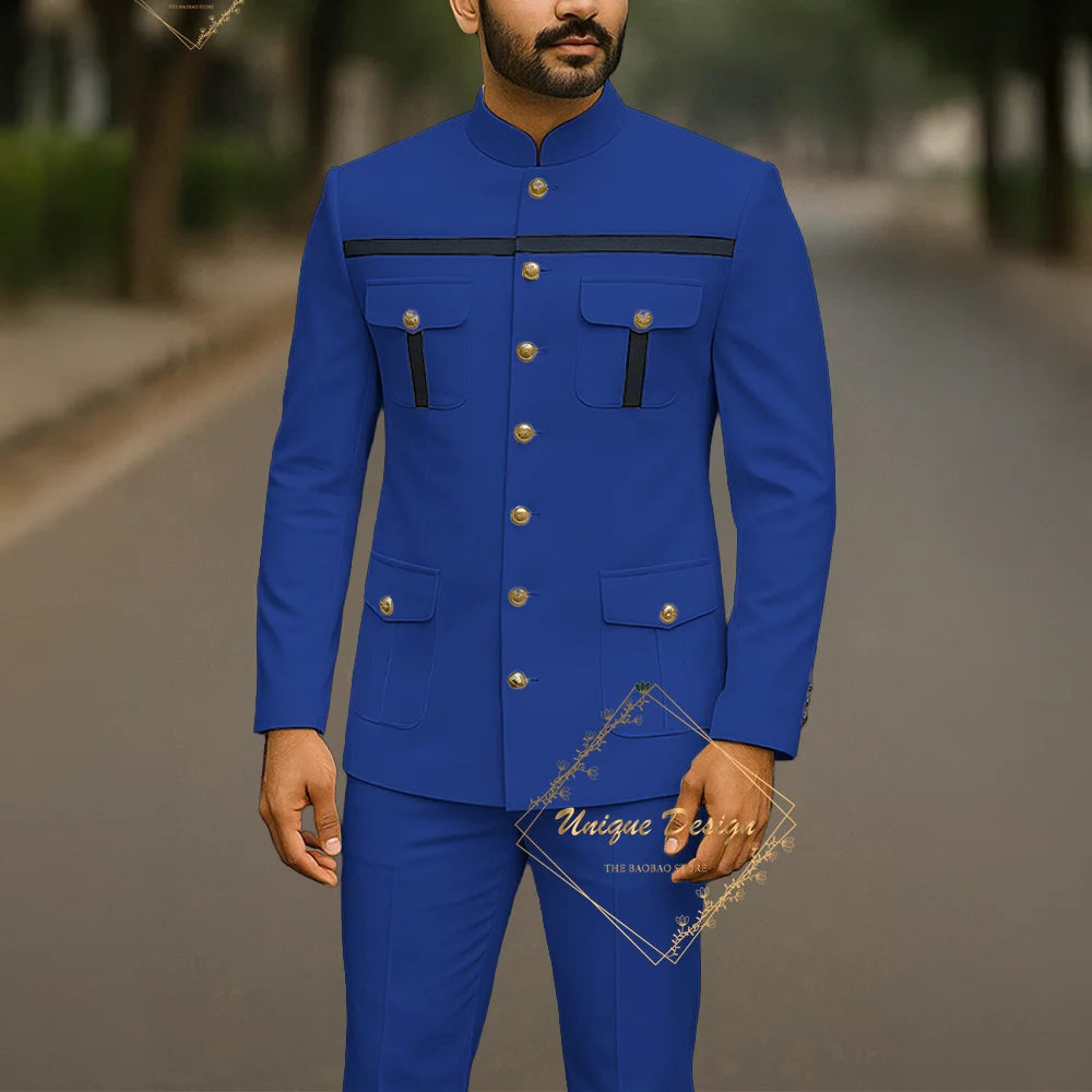 Ivory Formal Safari Suit Custom Made Indian Menswear for Wedding Groom Men's 2pcs Set Jacket Pants Slim Fit Party Dress