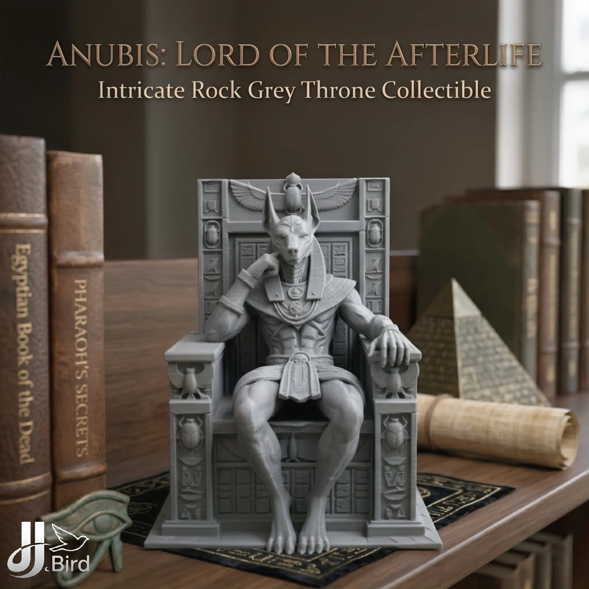 Anubis on Throne Ornament, Mythology Style, Collectible Figurine, Home Desk Decoration, Creative Sculpture