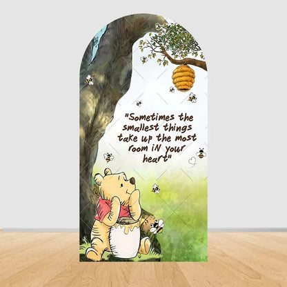 Winnie the Pooh Themed Arched Backdrop Cover Children's Birthday Party Supplies Baby Shower Arrangement Double Sided Printing