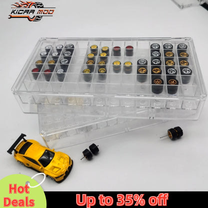 Acrylic Display Storage Box For 1/64 Model Car Wheel Hubs MINIGT Matchbox Tomica Wheels Model Hobby Collection