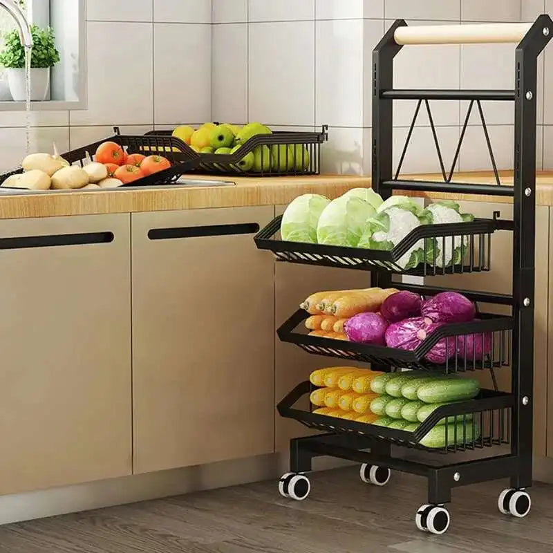 Light Luxury Metal Kitchen Trolleys Creative Storage Cart Modern Home Furniture Floor Multi-layer Fruit Vegetable Snacks Shelf