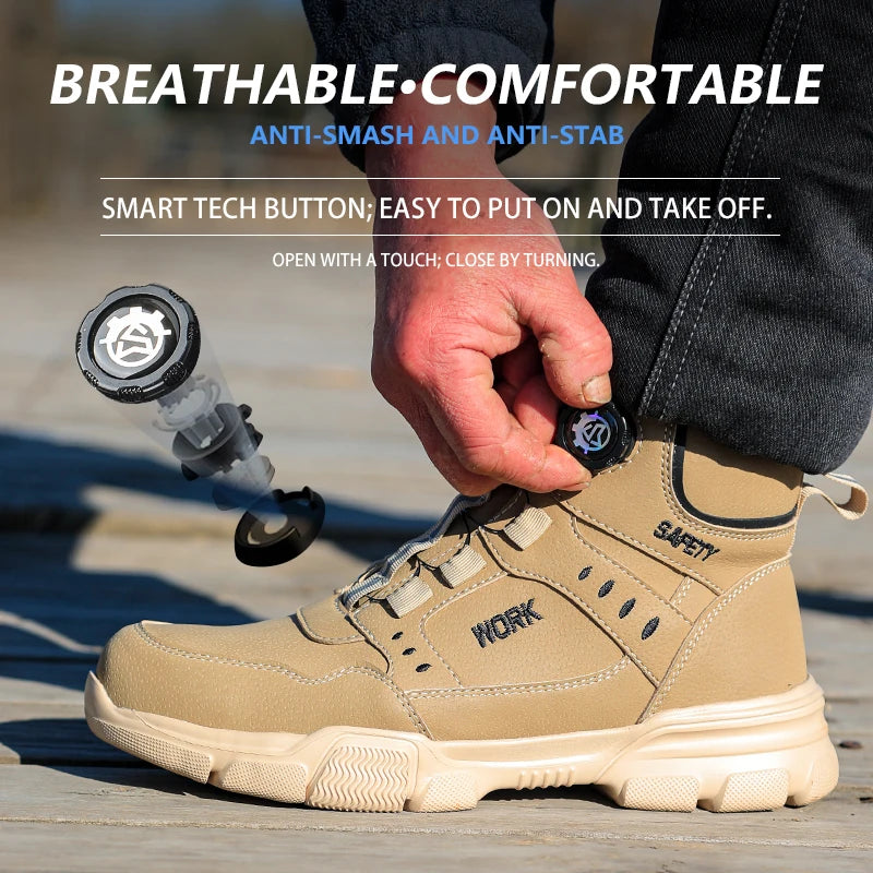 Steel Toe Safety Shoes Men Anti-puncture Work Boots Non-slip Wear Resistant Industrial Protective Labor Shoes Breathable Safety