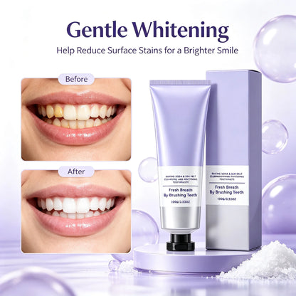 Baking Soda & Sea Salt Toothpaste, Deep Cleansing, Teeth Whitening, Fresh Breath Oral Care Toothpaste 100g