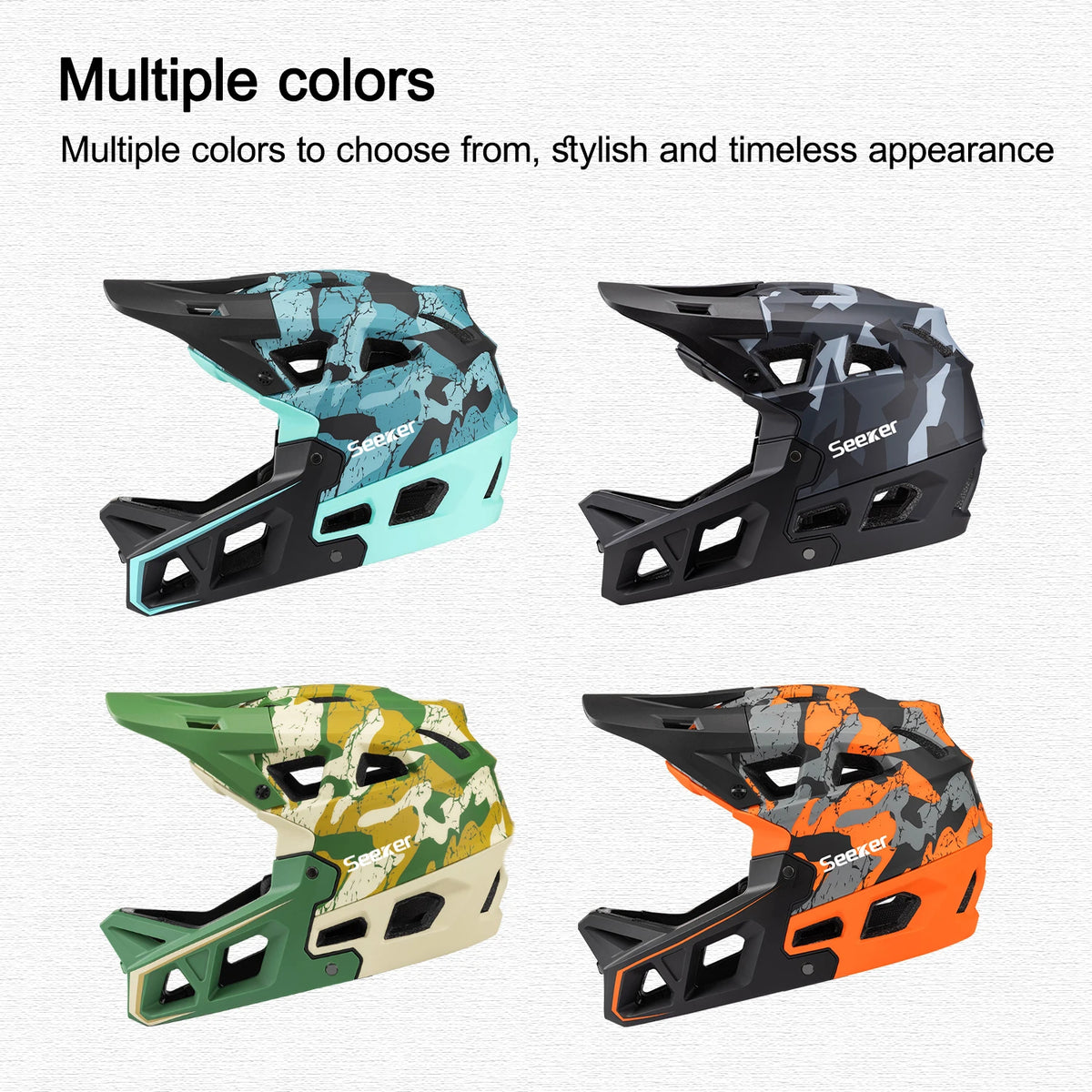 UMUSEEKER Bicycle Cross-Country Full-Face Helmet, One-Piece Impact-Resistant Adult Mountain Biking Downhill Safety Protective He