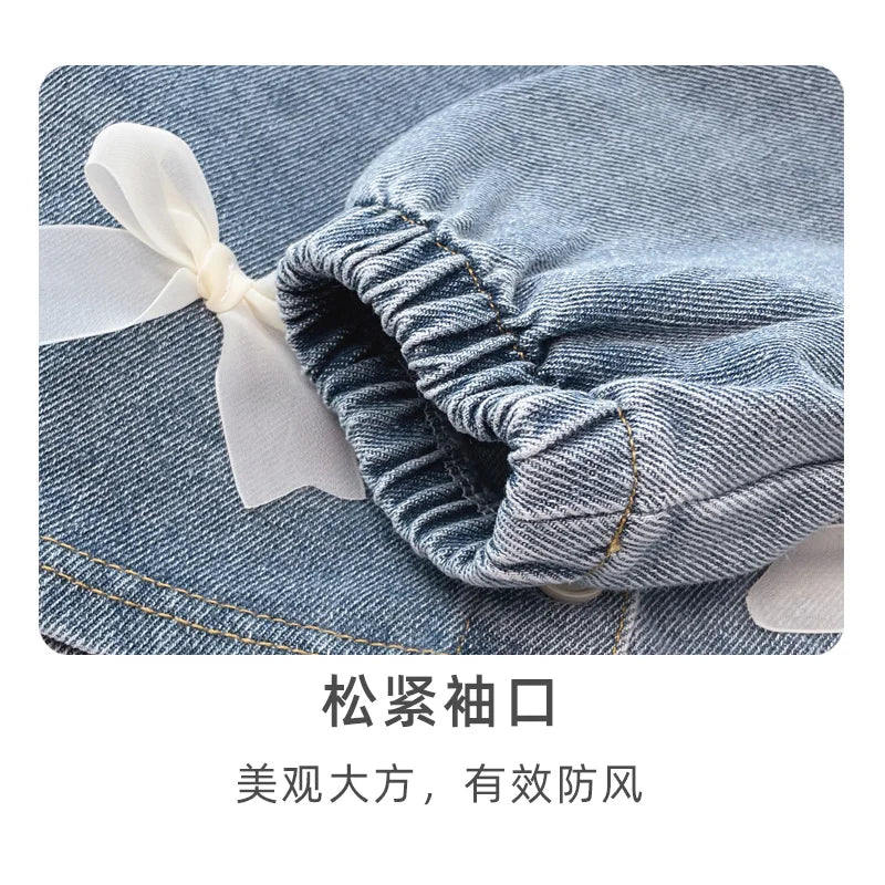 Girls' Jean Jacket New Spring Clothes Spring and Autumn Children Children Little Girl Western Style Top