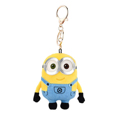 Minions & TIM Bear Classic Plush Keychain, Cute Cartoon Keyring for Bag Backpack, Soft Stuffed Doll Charm