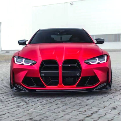 For BMW M3 G80 M4 G82 Front Bumper Spoiler Lip 2021 2022 2023 Carbon Fiber Look/Gloss Black Car Lower Splitter Lip Protector Kit