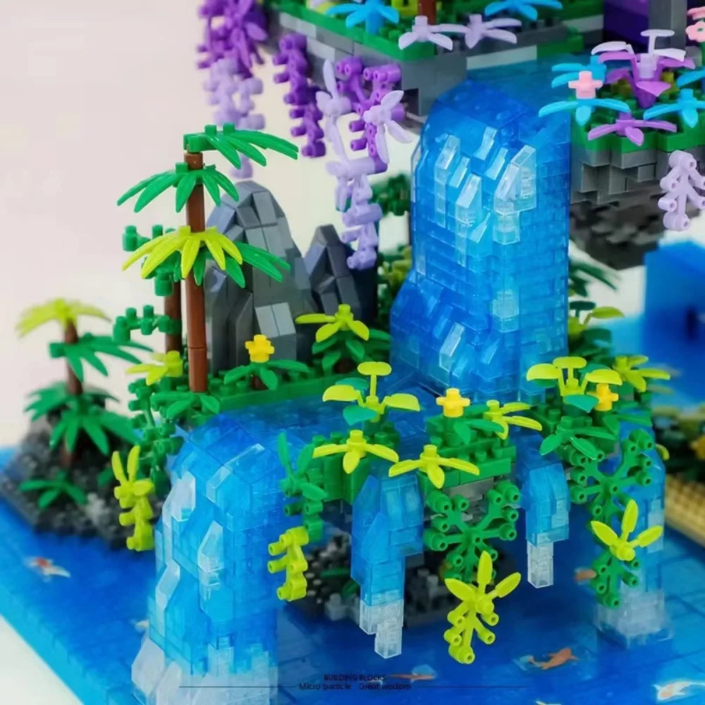 Chinese Ancient Architecture Peach Blossom Pond Castle Model Building Block DIY MINI Diamond Bricks Birthday Gift Children's Toy