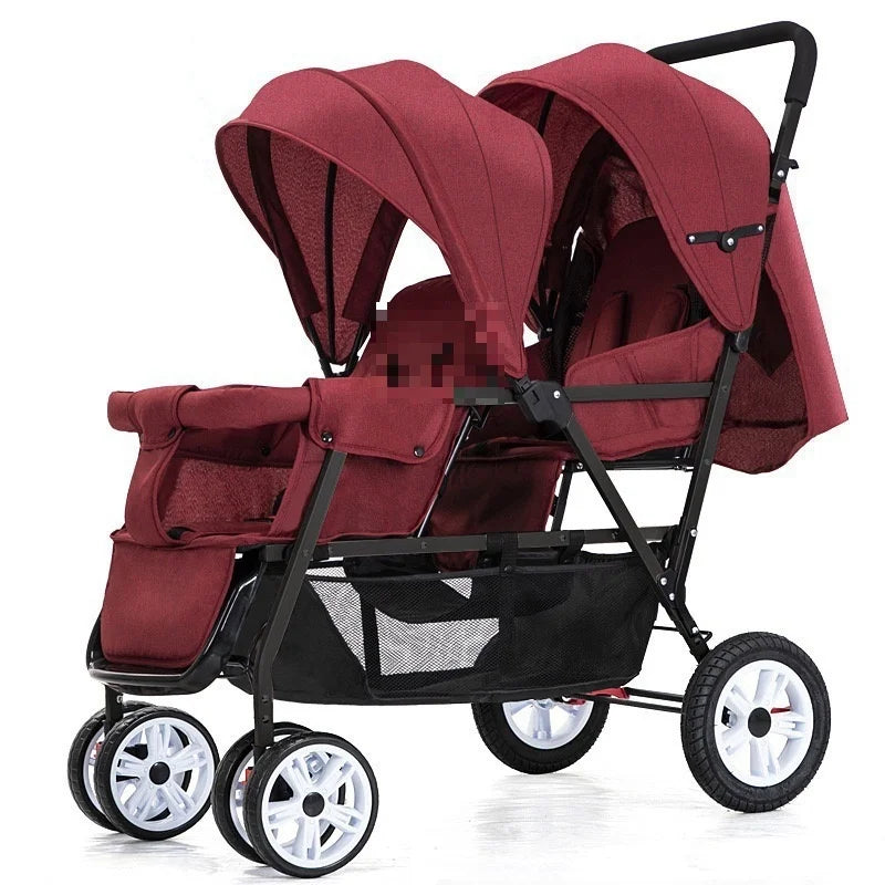 Top Selling lightweight twin baby stroller, poussette double baby stroller can sit and lie down,high quality stroller for 0-36m