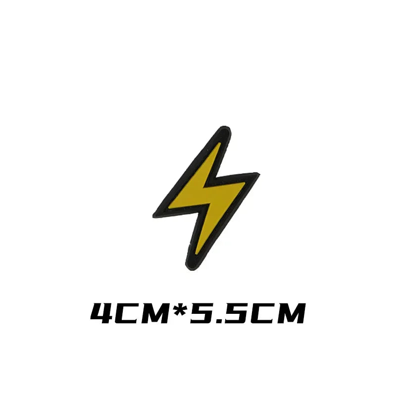 Super Lightning Caution Thunder Glow PVC Patches Tactical Morale Emblem Functional Packaging Decoration Sticker HookLoop Patches