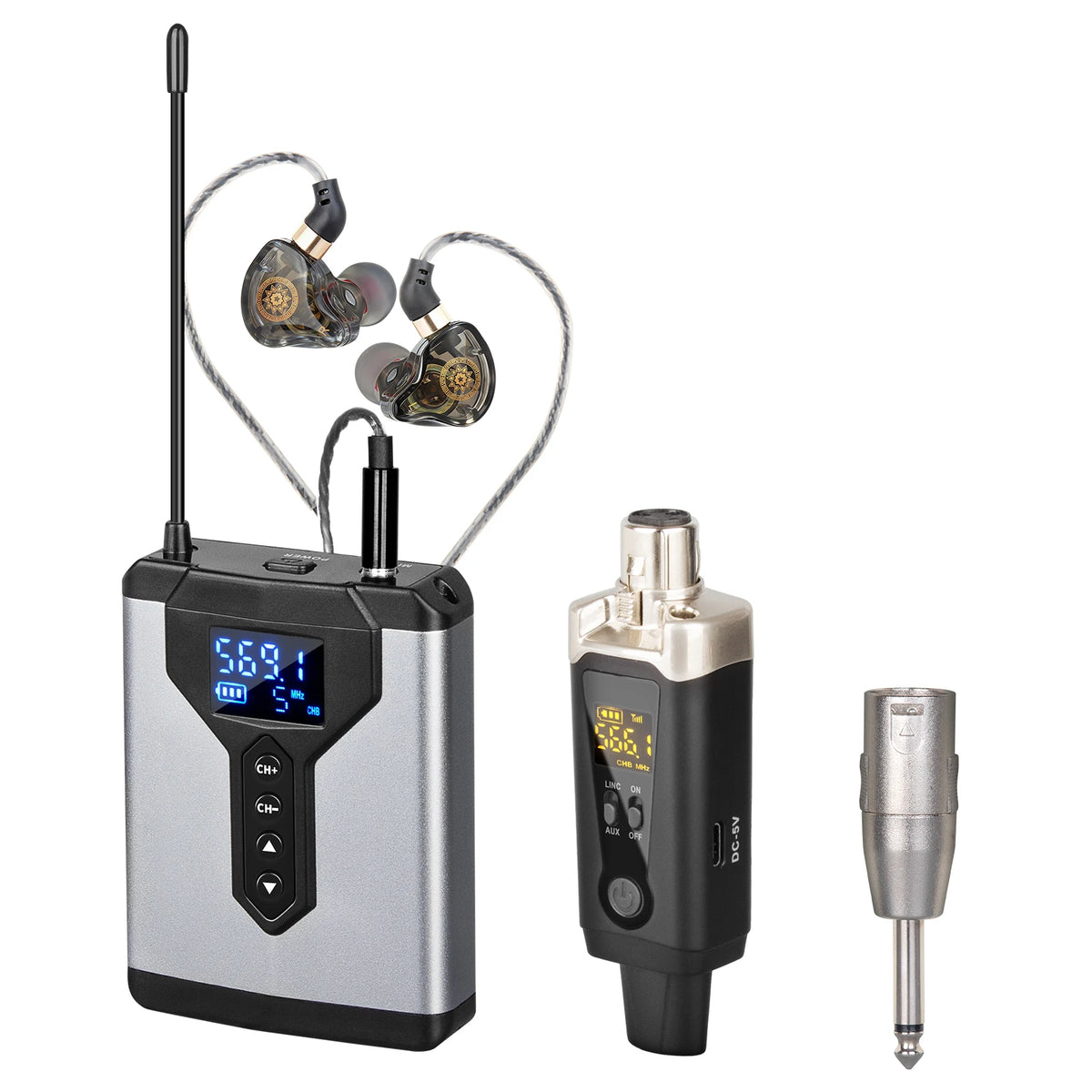 Stereo UHF in-ear monitoring wireless system DT1/2/4 transmitter and receiver of live music stage performance studio