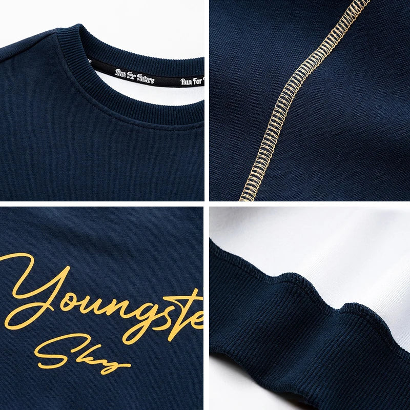 Spring Autumn Teenager Boys Sweatshirts Fashion Letter Print Cotton Long Sleeve Sports Top For 4-14 Years Kids Children Clothes
