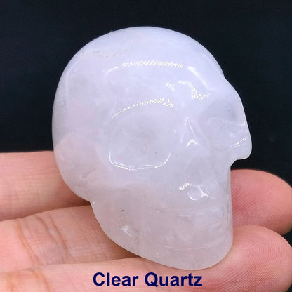 Wholesale 1.5" Natural Stones Crystal Skull Statue Amethyst Quartz Tiger Eye Carved Ore Mineral Crystals Figurine Home Decor