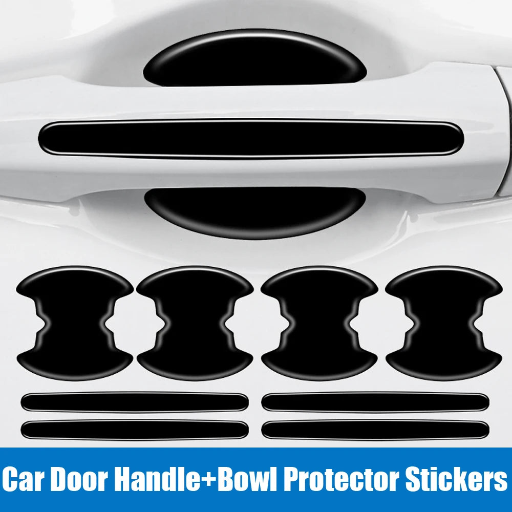 8PCS Car Door Handle Bowl Anti-Scratch Protector Stickers, Anti-Collision Protection Strip Auto Exterior Accessories