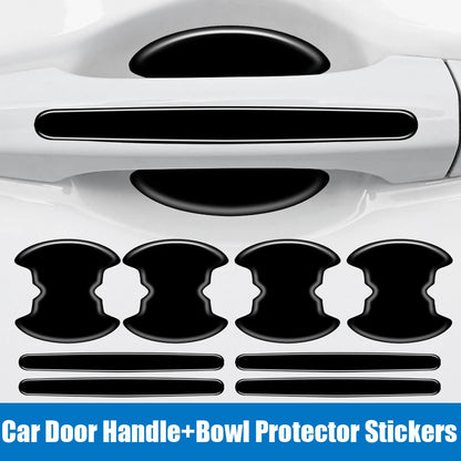 8PCS Car Door Handle Bowl Anti-Scratch Protector Stickers, Anti-Collision Protection Strip Auto Exterior Accessories