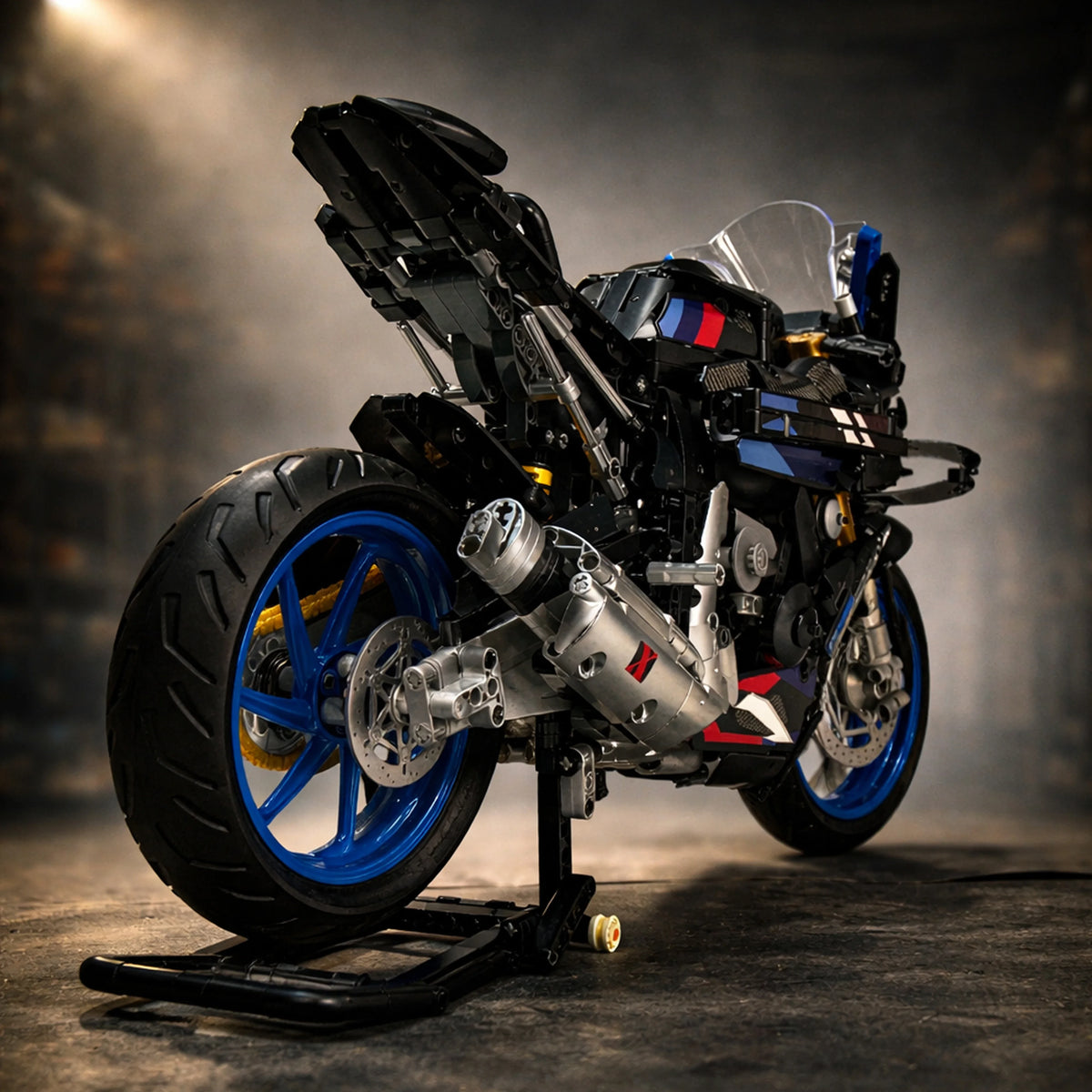 MOC Cool Superbike Model Kit 1909PCS Black Red Blue Edition 5 Scale Racing Motorcycle Building Blocks for Adults Holiday Gifts