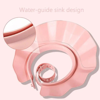 1pc Baby Adjustable Shower Cap Ear Protection Safe Shampoo Bathing Soft Hat Tpe Material Reusable Multi-Functional Sun Hat