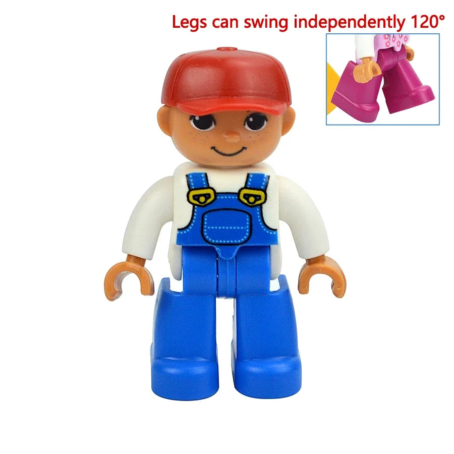 Figures Dolls Big Size Building Blocks Family Action Workers Doctor Police Farmer Compatible Large Bricks Duploes Kid Toys
