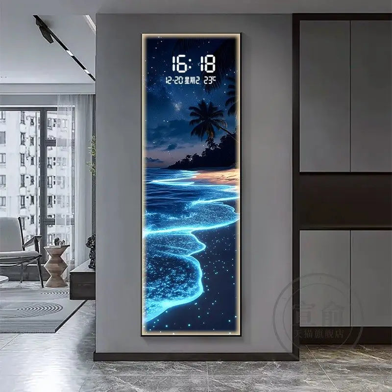 Modern Electronic Clock LED Wall Lamp for Living Room Entrance Corridor Study Hotel Plane Painting Home Decorations Mural Light