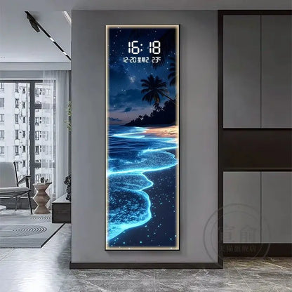 Modern Electronic Clock LED Wall Lamp for Living Room Entrance Corridor Study Hotel Plane Painting Home Decorations Mural Light