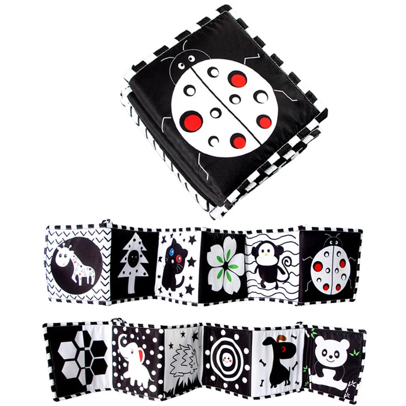 Soft Baby Books 3D Touch Feel High Contrast Cloth Book Sensory Early Learning Stroller Toys for Infant Toddler Gifts 0-12 Months