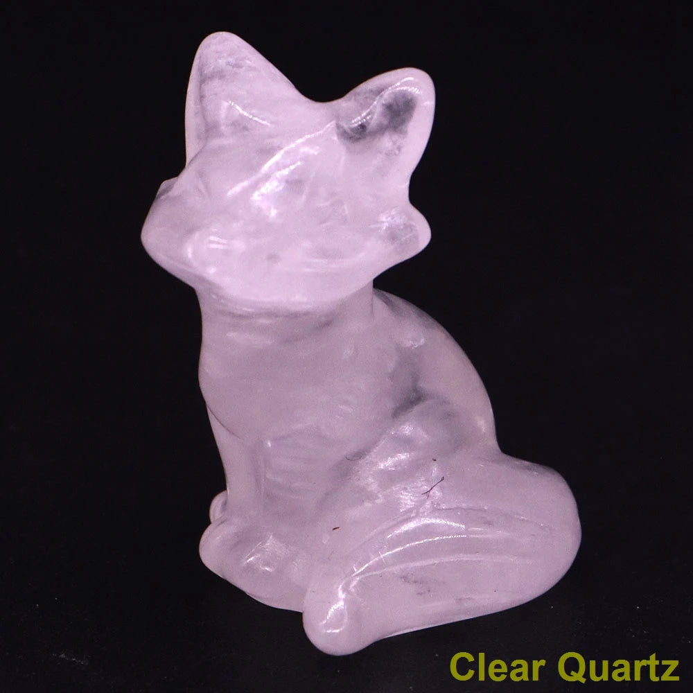 Wholesale Lots 1.5" Fox Statue Natural Stone Crystal Reiki Healing Quartz Gemstone Animal Figurine Crafts Home Decor Gifts