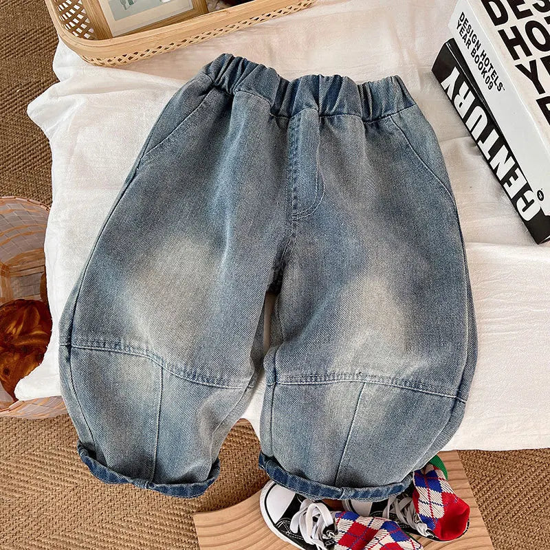Spring Autumn Toddler Boys Denim Pants Cotton Animepattern Babys Boys Jeans Casual Loose Elastic Waist Trousers For Children Boy