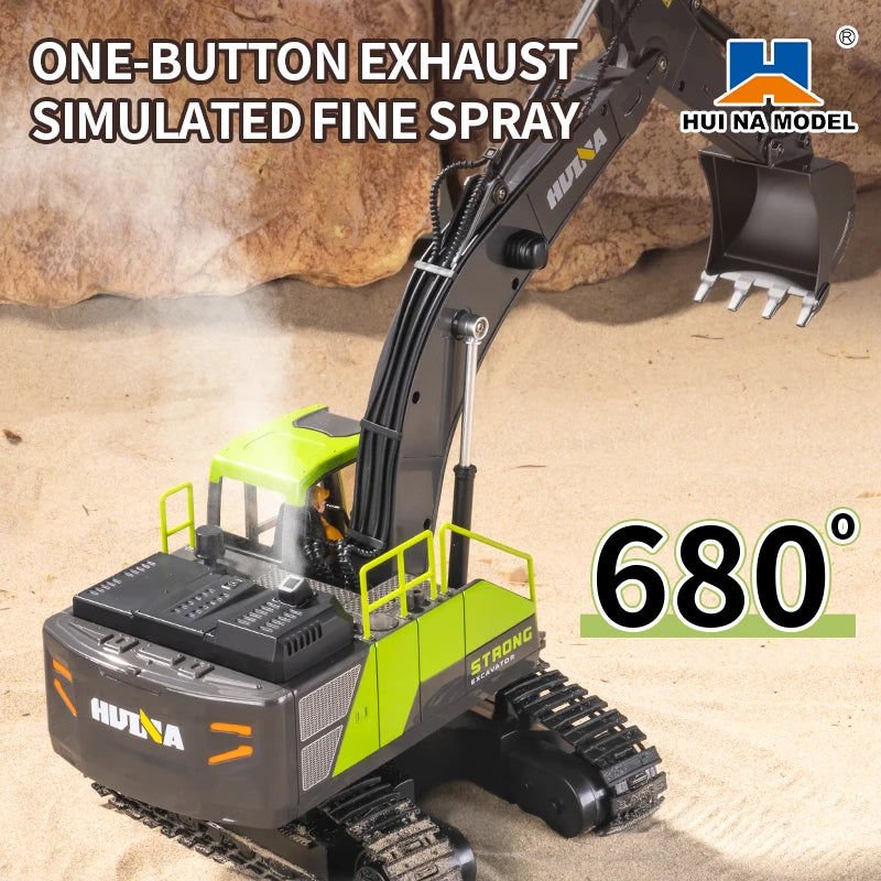 Huina 1661 339D 13-channel R/C Excavator 1/18 Remote Controlled Car Alloy Bucket Digging Smoking Truck Vehicles Model For Gifts