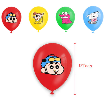 Crayon Shin-chan Birthday Party Disposable Paper plate Cake Topper Hanging Flag Crayon Shin-chan Balloon Birthday Decorations