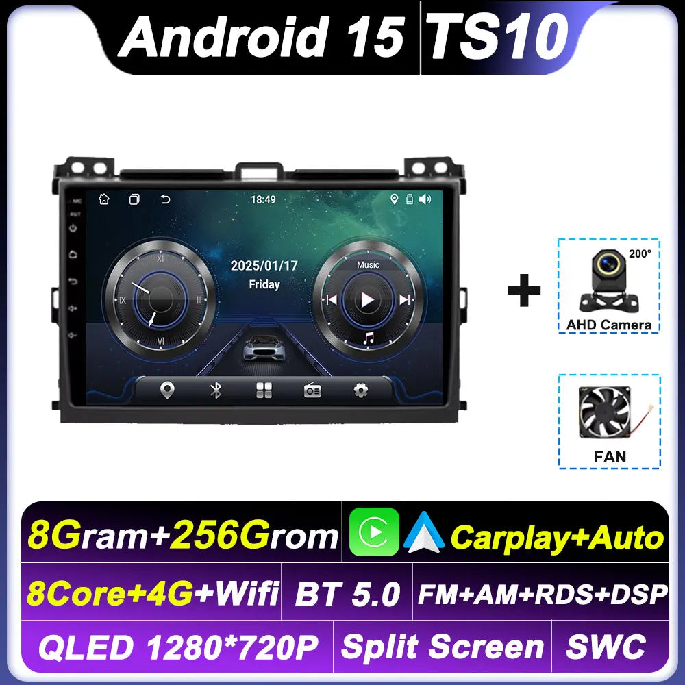 2 Din Android Autoraido For Toyota Land Cruiser Prado 120 3 III For Lexus GX470 GX 470 J120 2002 - 2009 Car Radio Touch Screen