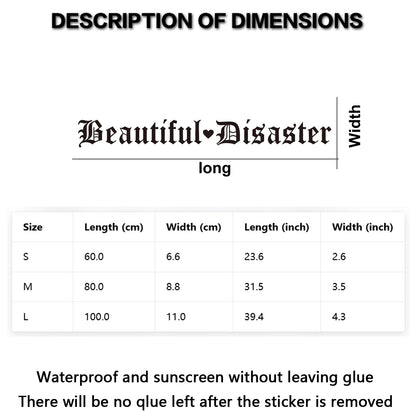 Beautiful Disaster Gothic Letter Vinyl Car Sticker JDM Modified Front and Rear Windshield Car Stickers Waterproof