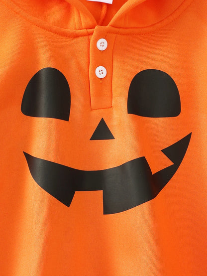 Kids Halloween Pumpkin Cape Hooded Cloak 3‑8 Years Toddler Baby Walking Costume Boys Girls Halloween Party Fancy Dress Up Outfit