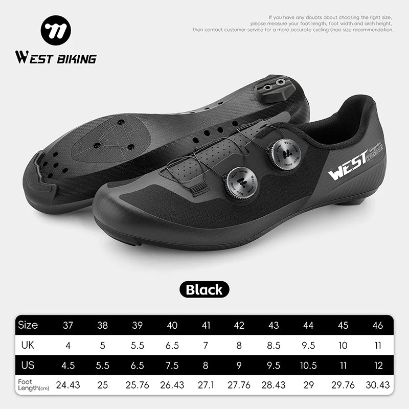 WEST BIKING Road Cycling Shoes Men Carbon Sole Dual Dial Breathable Racing Footwear 3 Hole Lock Cleat Lightweight Bike Shoes