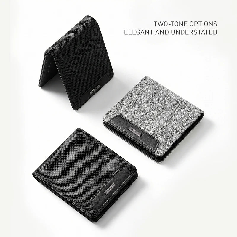 MARK RYDEN "Understated Chic" Bifold Wallet Oxford Fabric 6 Card Slots Mens Minimalist Business Purse