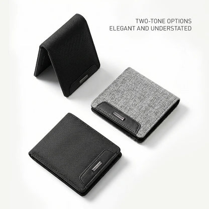 MARK RYDEN "Understated Chic" Bifold Wallet Oxford Fabric 6 Card Slots Mens Minimalist Business Purse