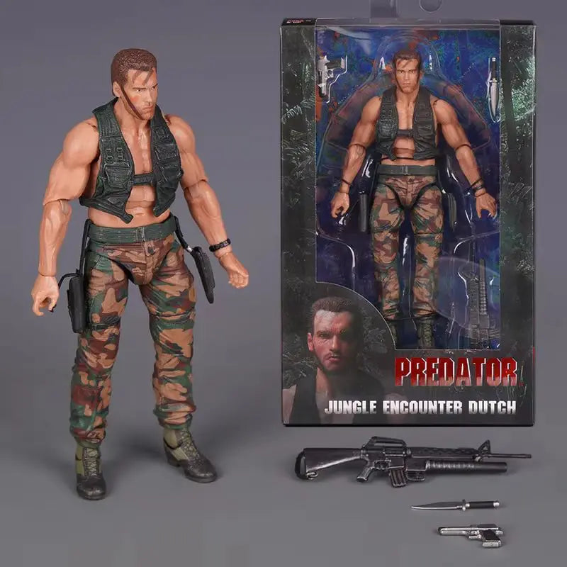 Brand-New Predator Jungle Extraction Dutch Action Figure Schwarzenegger Figurine Statue Model Desktop Decoration Toy Gift