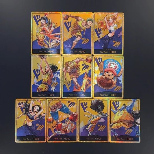 One Piece OPCG English Golden Holographic 3D Textured  DON card Straw Hat Crew x Lakers DON card Anime Collectible Cards