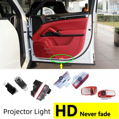 HD LED Car Door Light Projector Lights For Porsche Macan S 95B Tayan 987 911 Panamera 970 971 Cayenne 957 958 718 Boxster Cayman