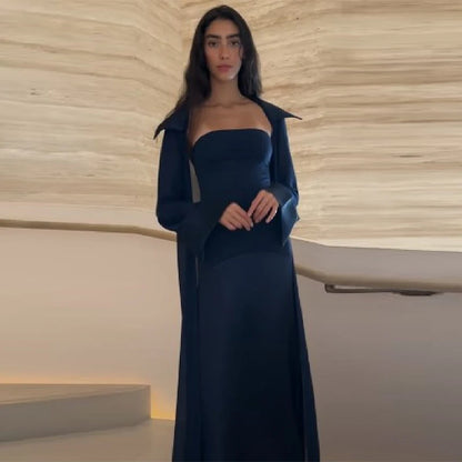 Retro Elegant Gown Modest Satin Sexy Trendy Women Maxi Dress Holiday Party Stylish Chic Minimalist Ladies Evening Outfit