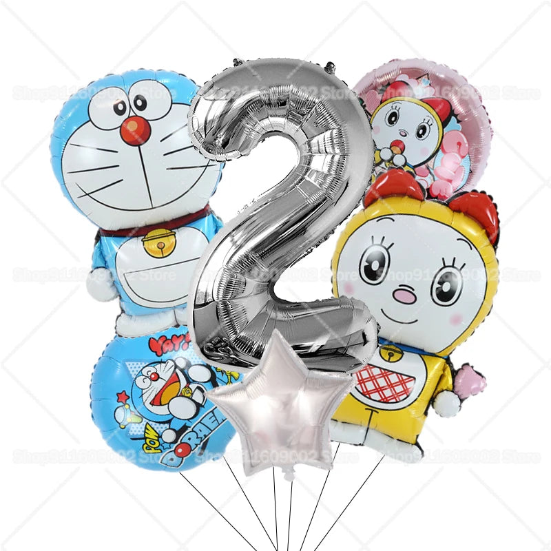 Doraemons Number 1-10 Balloons Girls Boys Birthday Decorations Baby Shower Gender Reveal Balloon Party Supplies Kids Toys Gift