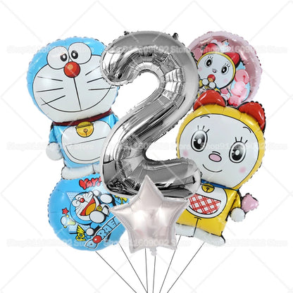 Doraemons Number 1-10 Balloons Girls Boys Birthday Decorations Baby Shower Gender Reveal Balloon Party Supplies Kids Toys Gift
