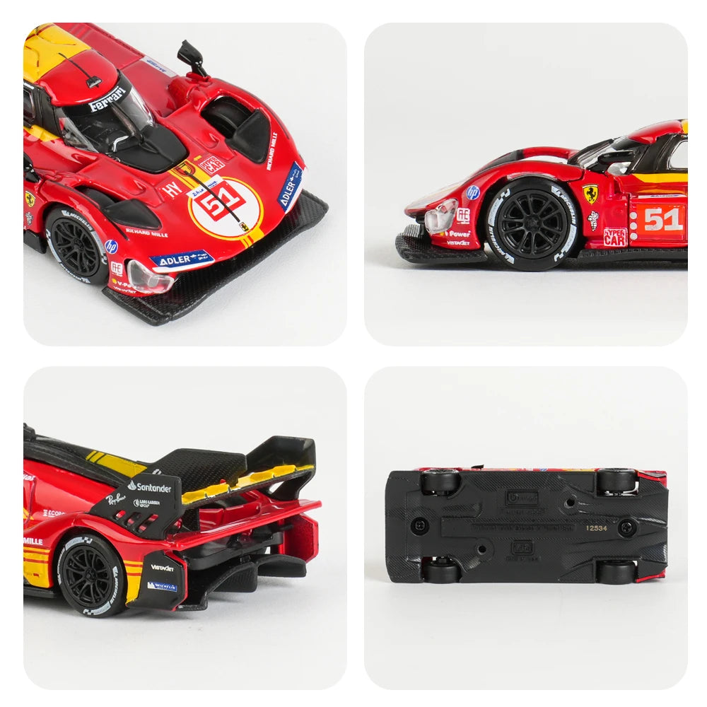 Bburago 1:64 Ferrari 499P 83 51  LMH (2023 24H LE MANS CHAMPION) Racing Die Cast Vehicles Model Formula Racing Car Toys