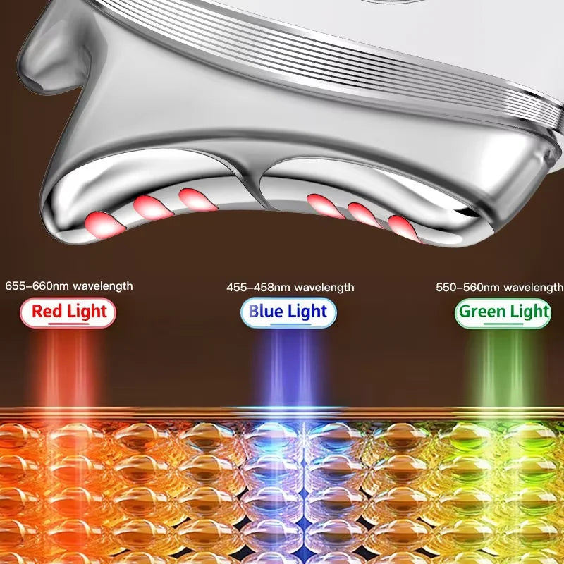 4 in 1 EMS Facial Neck Beauty Scraping Massager Microcurrent LED Light Vibration Portable Skin Care Tool Firming Anti Aging