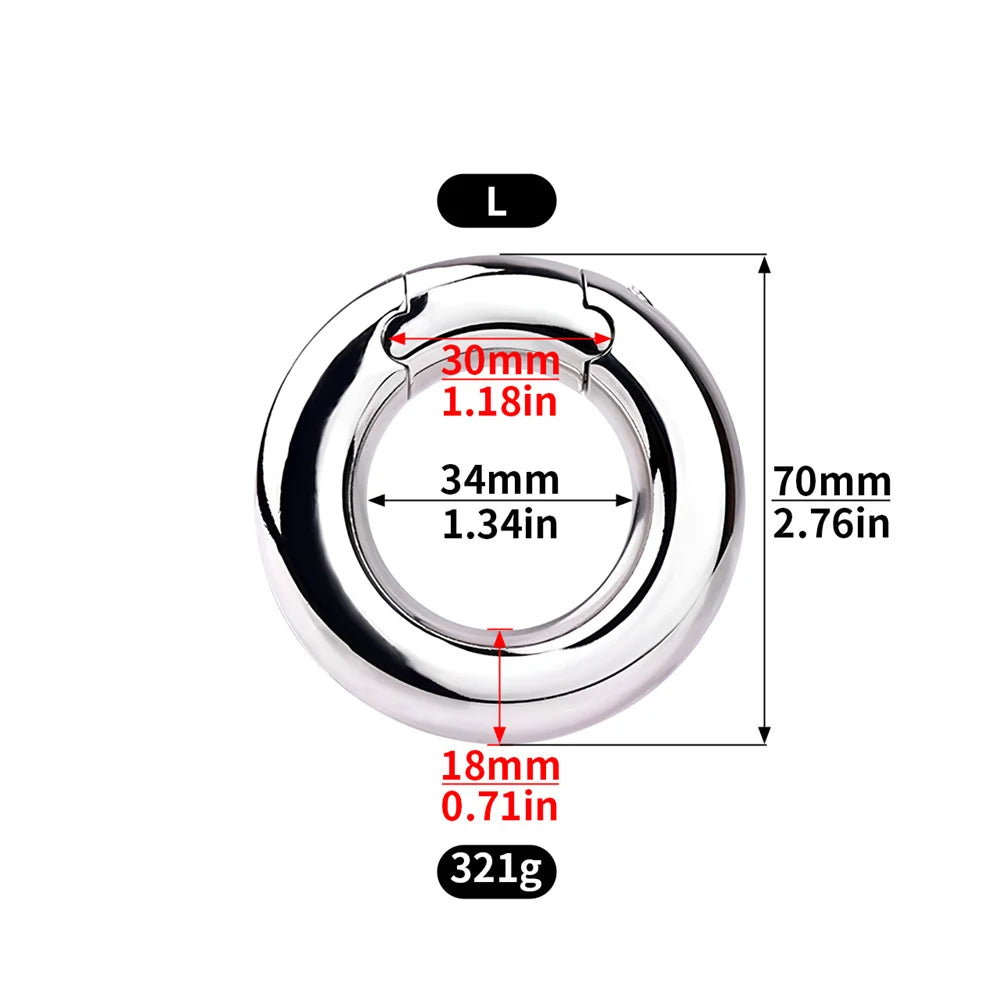 LEZEE Stainless Steel Semen Lock Rings Scrotum Drop Ring Heavy Metal Testicular Stretcher Rings Weight Hanging BDSM Cockring
