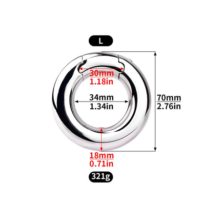 LEZEE Stainless Steel Semen Lock Rings Scrotum Drop Ring Heavy Metal Testicular Stretcher Rings Weight Hanging BDSM Cockring