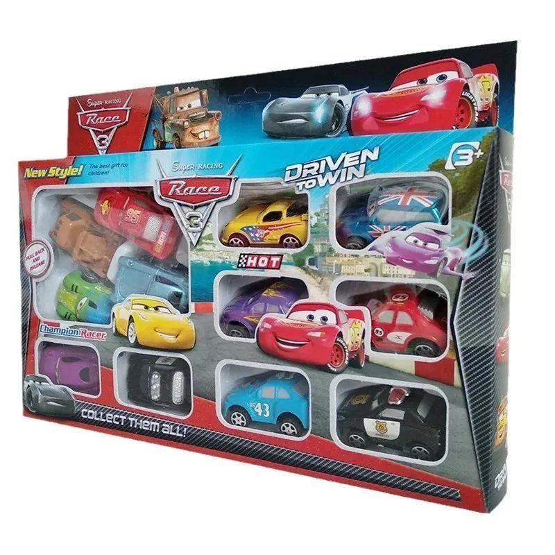 12pcs/Set Disney Pixar Cars Lightning Mcqueen Jackson Storm Mater Pvc Model Back-Force Car Toy For Kids Festival Gift Set