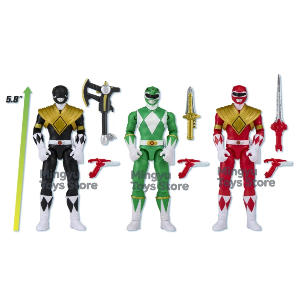 Power Rangers Black Green Red Ranger Figure Set Movable Joint Figurine With Accessories Desktop Display Collectible Toy For